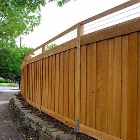 Curved wooden fence